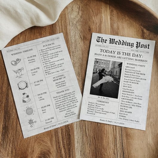 新聞掲載用 ウェディングプログラム タイムライン 招待状