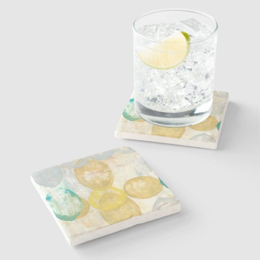 新聞用紙のモダンの抽象的な絵画 ストーンコースター (横)