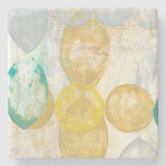 新聞用紙のモダンの抽象的な絵画 ストーンコースター (正面)