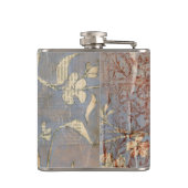 新聞用紙の背景に白い花 フラスク (裏面)