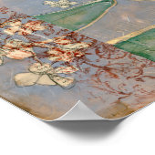 新聞用紙の背景に白い花 ポスター (角)