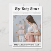 新聞男女兼用の赤ちゃんシャワー 招待状 (正面)