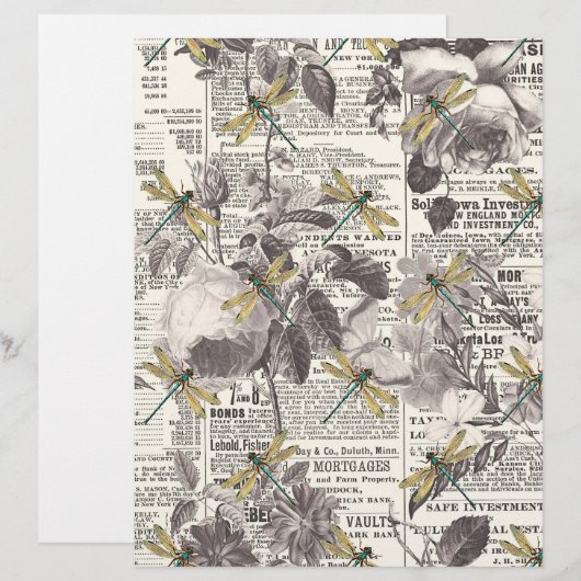 新聞社の花とトンボ (正面/裏面)