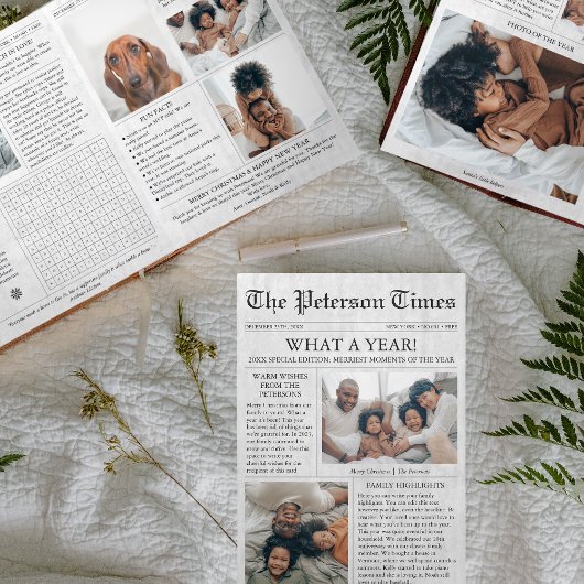 新聞社ユニークのクリスマスWhat a Yearの写数々の真 三つ折りクリスマスカード