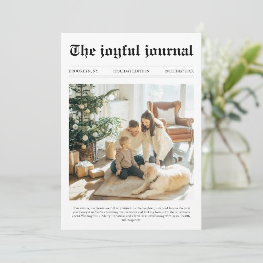 新聞社ユニークのクリスマスWhat a Year Photo シーズンカード (スタンド正面)