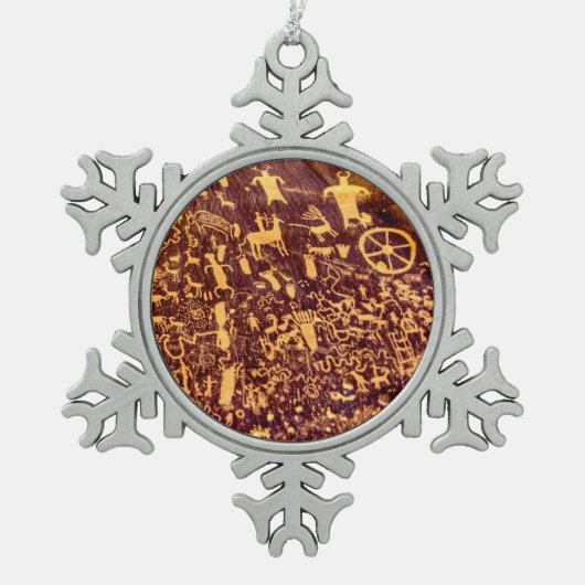 新聞社ロックアメリカンインディアンユタ スノーフレークピューターオーナメント (正面)
