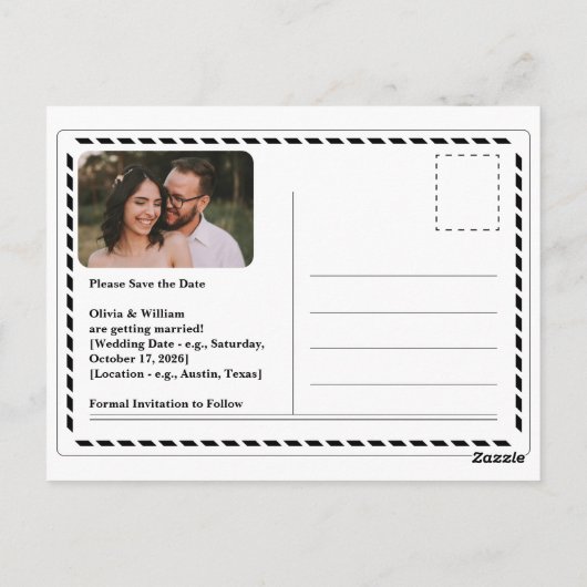 新聞社結婚のエレガント日付の保存 ポストカード (裏面)