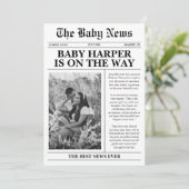 新聞紙の赤ちゃん出産予告 招待状 (スタンド正面)