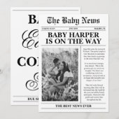 新聞紙の赤ちゃん出産予告 招待状 (正面/裏面)