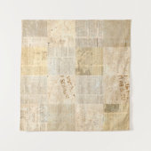 新聞紙グランジの新聞短新聞のパターンをバック タペストリー (正面(横))