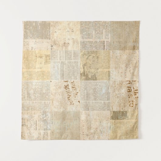 新聞紙グランジの新聞短新聞のパターンをバック タペストリー (正面(横))