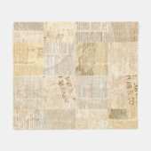 新聞紙グランジの新聞短新聞のパターンをバック フリースブランケット (正面(横))