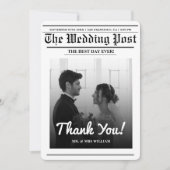 新聞結婚のユニークモダンエレガント感謝 招待状 (正面)