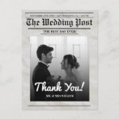 新聞結婚のユニークヴィンテージエレガントありがとう ポストカード (正面)