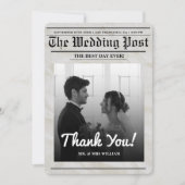 新聞結婚のユニークヴィンテージエレガントありがとう 招待状 (正面)