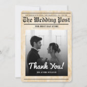 新聞結婚のユニーク素朴エレガント感謝 招待状 (正面)