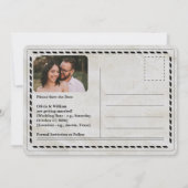 新聞結婚のヴィンテージエレガントが日付を保存 招待状 (裏面)