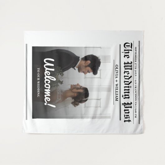 新聞結婚の歓迎エレガント背景 タペストリー (正面(横))