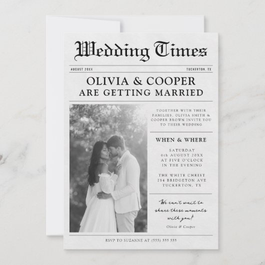 新聞結婚の 招待状 (正面)