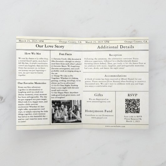 新聞結婚の 招待状 (内部)