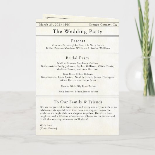 新聞結婚の 招待状 (裏面)