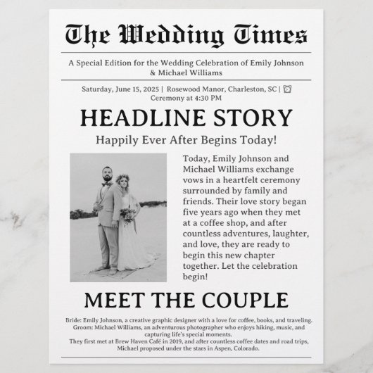 新聞結婚式プログラム チラシ (正面)
