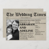 新聞結婚式招待状スタイル(カスタマイズ可能) 招待状 (正面/裏面)