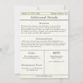 新聞結婚式招待状 招待状 (裏面)