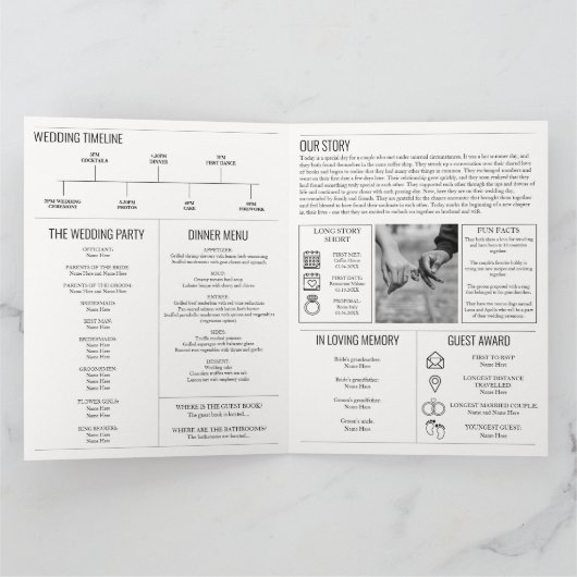 新聞結婚式 プログラムインフォグラフィックのタイムライン カード (内部)