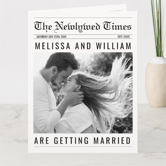 新聞結婚式 プログラムタイムラインインフォグラフィック カード (正面)