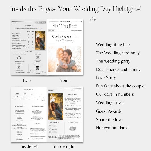 新聞結婚式 プログラムタイムラインフォトトリビア カード