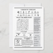 新聞結婚式 プログラムユニークモダンエレガント 招待状 (裏面)