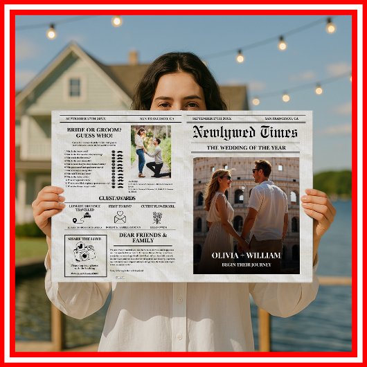 新聞結婚式 プログラムヴィンテージのタイムラユニークイン カード