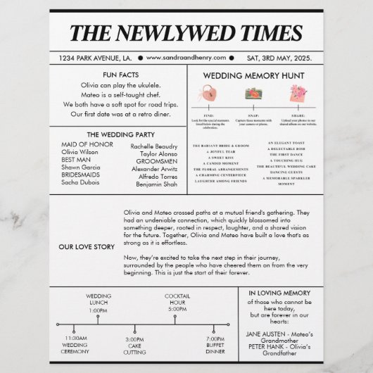 新聞結婚式 プログラム写真雑誌おもしろいファクト チラシ (裏面)