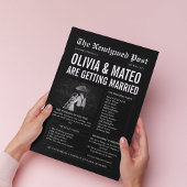 新聞結婚式 プログラム白黒エレガント チラシ