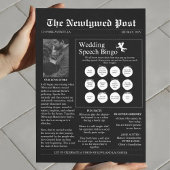 新聞結婚式 プログラム白黒エレガント チラシ