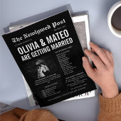 新聞結婚式 プログラム白黒エレガント チラシ