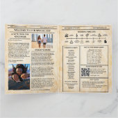 新聞結婚式 プログラム素朴の結婚タイムライン カード (内部)