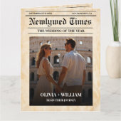 新聞結婚式 プログラム素朴の結婚タイムライン カード (正面)