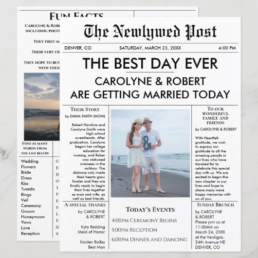 新聞結婚式 プログラム (正面/裏面)