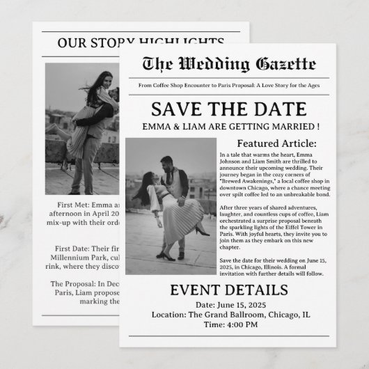 新聞結婚Save The Date セーブザデート (正面/裏面)