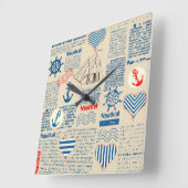 新聞航海のの柄 スクエア壁時計 (傾斜)