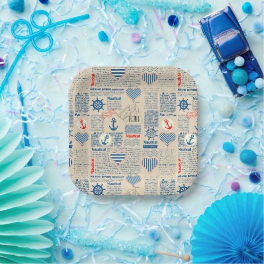 新聞航海のの柄 ペーパープレート (パーティー)