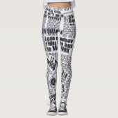 新聞記事の印刷されたレギング レギンス (正面)