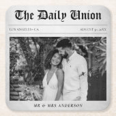 新聞記事の結婚披露宴 スクエアペーパーコースター (正面)