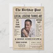 新聞誕生日ニューおもしろいスユーモアのあるメンズ40th 招待状 (正面)