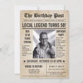 新聞誕生日ニューおもしろいスユーモアのあるメンズ50th 招待状 (正面)