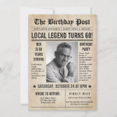 新聞誕生日ニューおもしろいスユーモアのあるメンズ60th 招待状 (正面)