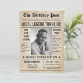 新聞誕生日ニューおもしろいスユーモアのあるメンズ60th 招待状 (スタンド正面)