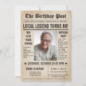 新聞誕生日ニューおもしろいスユーモアのあるメンズ80th 招待状 (正面)